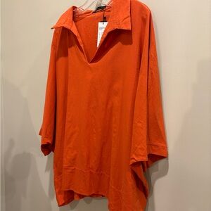 Zanzea Orange Collar Blouse/Top With/batwing Sleeves Sz 5X